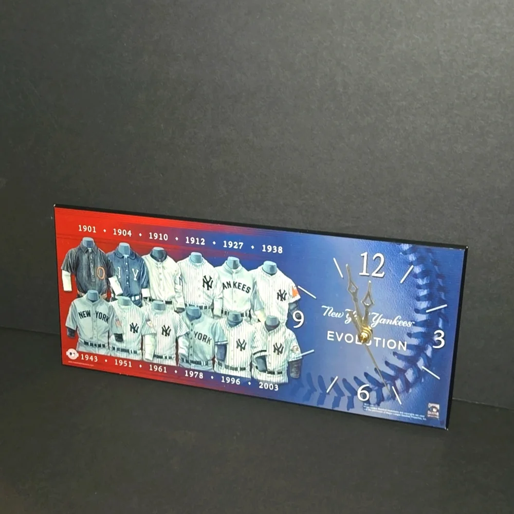 HTF LIMITED NEW YORK YANKEES YEARS UNIFORMS COOPERS MLB BASEBALL TEAM WALL CLOCK